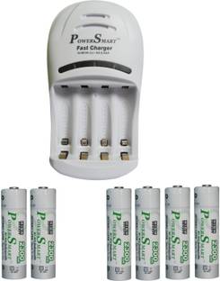 Power Smart Fast Charging Unit PS1007 Combo With 2 Set 2300maHx4 And 2300maHx2 AA Ready To Use Cells  Camera Battery Charger