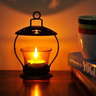 Moradabad Handicrafts Glass, Iron Tealight Holder