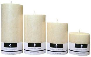 Yes No Jasmine Scented Pillar Candles Set-White Color | Pack of 4 Different Size Candles | By YesNo.in Candle