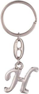 GCT Alphabet Letter H Silver Metal Key Chain