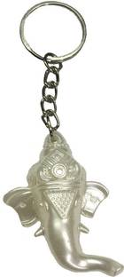 PARRK White Ganesh Face Key Chain