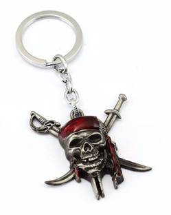Prostuff Pirates Of The Caribbean Captain Jack Sparrow Mask Skull Shape With Crossbones Silver Key Chain Key Chain