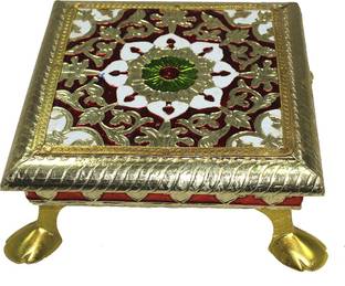 Bhavikaa Meenakari Work Wood All Purpose Chowki