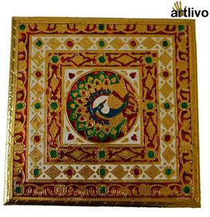 Artlivo Enamel Work Bajot Chowki Wood All Purpose Chowki