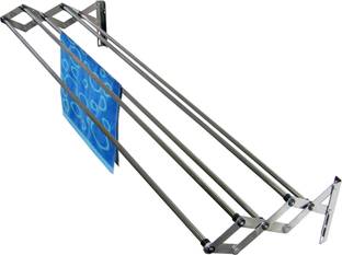 RAINBOW DRYWELL Steel Wall Cloth Dryer Stand 5 Pipes 6 Feet Minimiser Retractable Stainless Steel Cloth Drying Stand