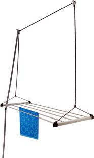 RAINBOW DRYWELL Steel Ceiling Cloth Dryer Stand 5 Pipes 8 Feet Economy Heavy Duty UV Protected Nylon Single Rope Operated Dryer