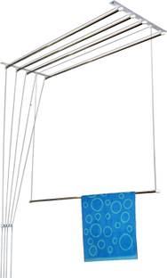 RAINBOW DRYWELL Steel Ceiling Cloth Dryer Stand 5 Pipes 6 Feet Luxury Heavy Duty UV Protected Nylon Ropes Individual dropdown
