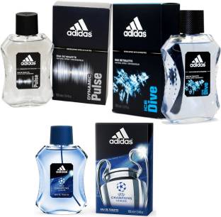 ADIDAS Ice Dive Edt 100 Ml Dynamic Pulse Edt 100 Ml And Champions League Edt For Men 100 Ml Gift Set  Combo Set