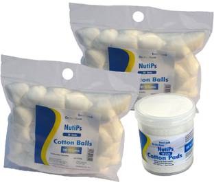 Nutips 2 Packs of Cotton Balls 50U + 1 Pack of Cotton Pads 50U (Pack of 3)