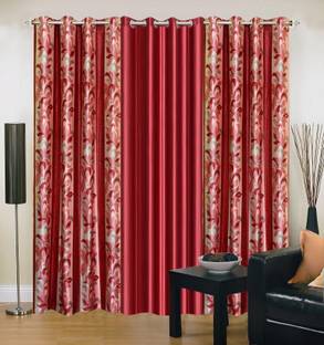 Ville Style 214 cm (7 ft) Door Polyester Room Darkening Curtain (Pack Of 3)