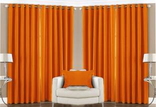 Red Hot 214 cm (7 ft) Polyester Semi Transparent Door Curtain (Pack Of 4)
