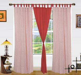 Dekor World 215 cm (7 ft) Cotton Semi Transparent Door Curtain (Pack Of 3)