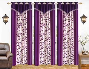 Ville Style 214 cm (7 ft) Polyester Room Darkening Door Curtain (Pack Of 3)