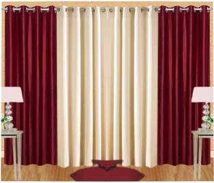 Red Hot 214 cm (7 ft) Polyester Semi Transparent Door Curtain (Pack Of 4)
