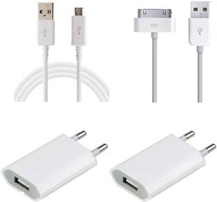 Techone+ Micro USB Cable 2 A 1 m All Android Mobile - 1 Nos+ iphone 4s cable-1 + 2 Power Adeptor
