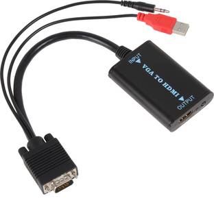 microware VGA Cable 0.54 m Video Graphic Array Plus Audio to HDMI Converter