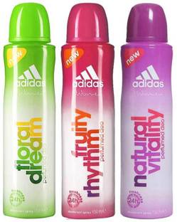 ADIDAS Floral Dream, Fruity Rhythm and Natural Vitality (Pack of 3) Deodorants Deodorant Spray  -  For Women