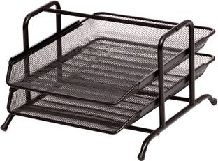 CHROME 2 Compartments Metal Mesh Document Tray