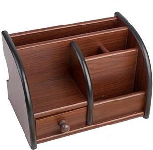 7Trees 6 Compartments Wooden Desk Organizer