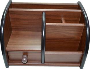Pens And More Office Accessories 6 Compartments Wood Multipurpose Tumbler