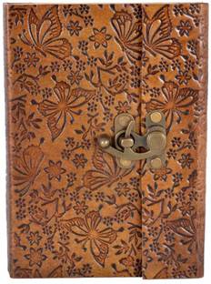 CRAFT CLUB butter fly leather notebook with lock Regular Diary Unruled 200 Pages