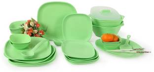 JOY HOME Pack of 32 PP (Polypropylene) Square Dinner Set