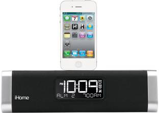 iHome iD50B App-enhanced Bluetooth Dual Alarm Clock Radio Speakerphone for your iPad/iPhone/iPod with AM/FM presets Dock