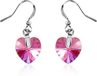 mahi Pink Love For My Valentine Swarovski Crystal Alloy, Brass Drops & Danglers