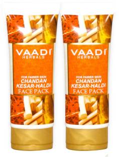 VAADI HERBALS Chandan Kesar Haldi Face Pack - Pack of 2