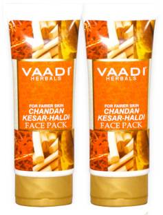 VAADI HERBALS Chandan Kesar Haldi Face Pack - Pack of 2