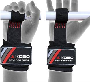 KOBO Gel Padded Weight Lifting Gym Straps Wrist Support Hand Grip/Fitness Grip