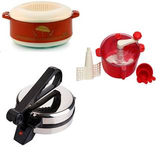 Eco Shopee COMBO OF EAGLE ROTI MAKER, CASSEROLE AND DOUGH MAKER Roti/Khakhra Maker