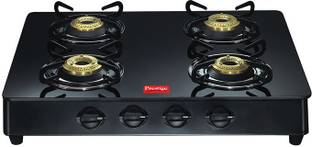 Prestige 4 Burner Glass Cooktop Iron Manual Gas Stove