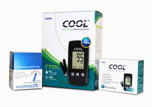 i-SENS COOL GLUCOMETER WITH GLUCOSE STRIPS 100 AND LANCET 100 NOS Glucometer