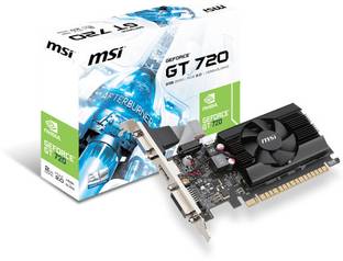 MSI GeForce GT 720 DDR3 2 GB NVIDIA Chipset 64 bit 1600 MHz Graphics Card