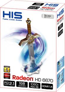 HIS Radeon HD 6670 GDDR5 1 GB AMD/ATI Chipset 128 bit 800 MHz Graphics Card