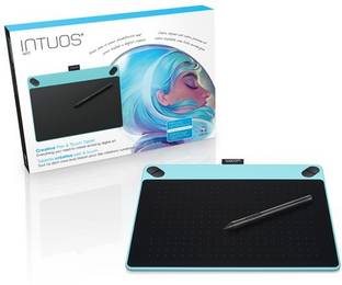 WACOM CTH-690/B0-CX Intuos Art Pen & Touch (Medium) - Mint Blue 8.5 x 5.3 inch Graphics Tablet Connectivity - USB