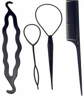 GalexiaR Topsy Tail Braid Ponytail Hair Bun Maker 4pc Hair Accessory Set