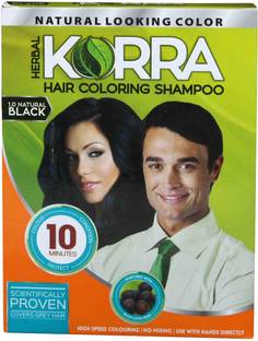 Korra Coloring Shampoo Black Color pack of 30 "30 ML Each" , Black
