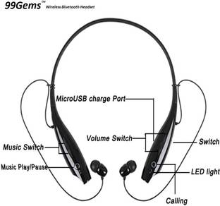 99Gems  Bluetooth Headset STEREO Stylish HBS 730