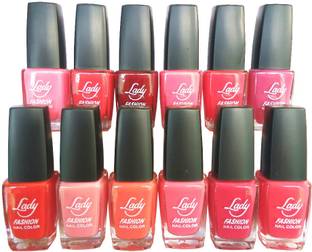 Lady FASHION Insta Dry Pure Colour Nail polish(Set Of 12 Nail Polish)01 Multicolor,