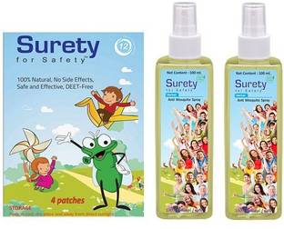 Surety for Safety Mosquito Repellent Patch 4 + Anti Mosquito Spray (Pack of 2)
