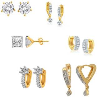 RENAISSANCE TRADERS fz combo-6 earrings(2) Diamond, Crystal Metal Earring Set
