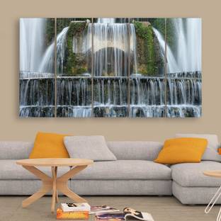 inephos Multiple Frames Beautiful Water Fountain Wall Painting Digital Reprint 30 inch x 52 inch Painting