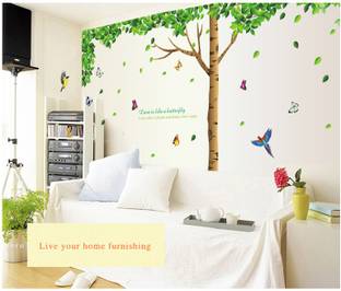 ओरेन एम्पॉवर 3pc/set (Pack of 3 sheets) Extra Large Big Green Tree wall sticker (Finished size on wall - 330(w) x 225(h) cm)