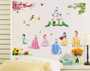 The Splash 70 cm The Splash Cute Princess Wall sticker (Multicolor, Wall Covering Area - 110(w) x 85(h) cm) Sticker