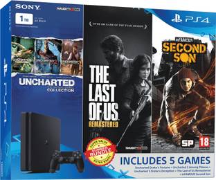 SONY PlayStation 4 (PS4) Slim 1 TB with Uncharted Collection, The Last of US Remastered and Infamous Second Son