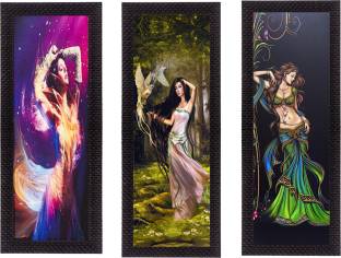 eCraftIndia Set Of 3 Dancing Angels Canvas 16 inch x 21 inch Painting