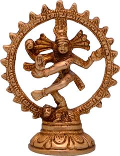 Purpledip Nataraja (Lord Shiva Mahadev In Dance Pose) Brass Statue For Home Temple Mandir Showpiece Decorative Showpiece  -  11 cm