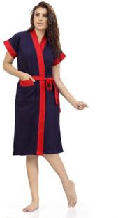 ELEVANTO Blue 3 Free Size Bath Robe